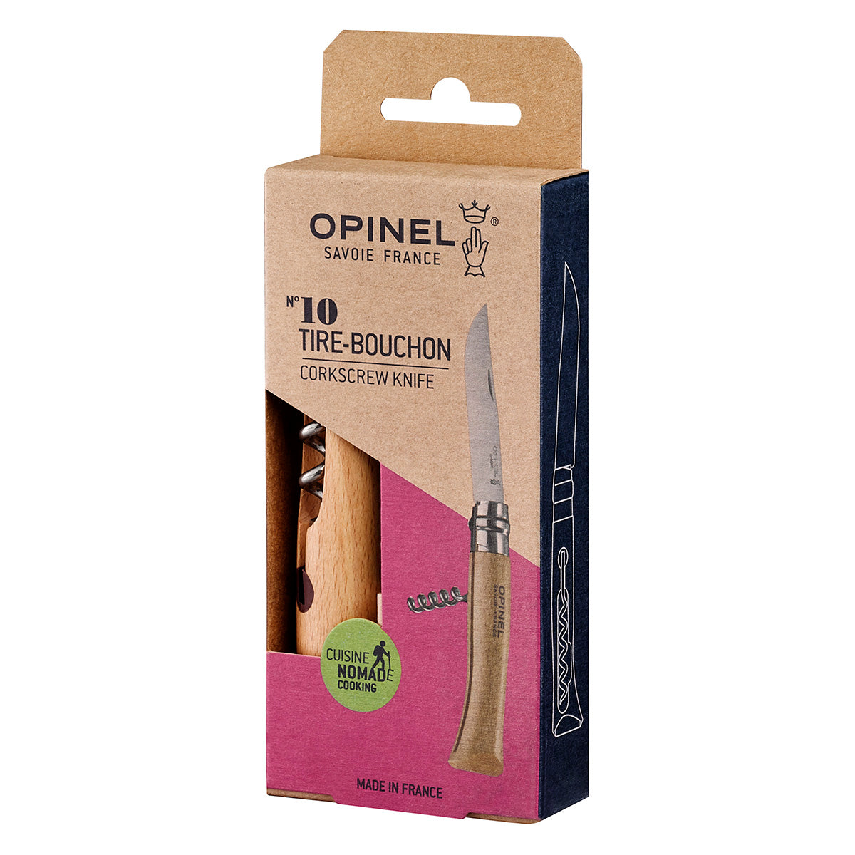Opinel No. 10 Corkscrew Knife with Bottle Opener