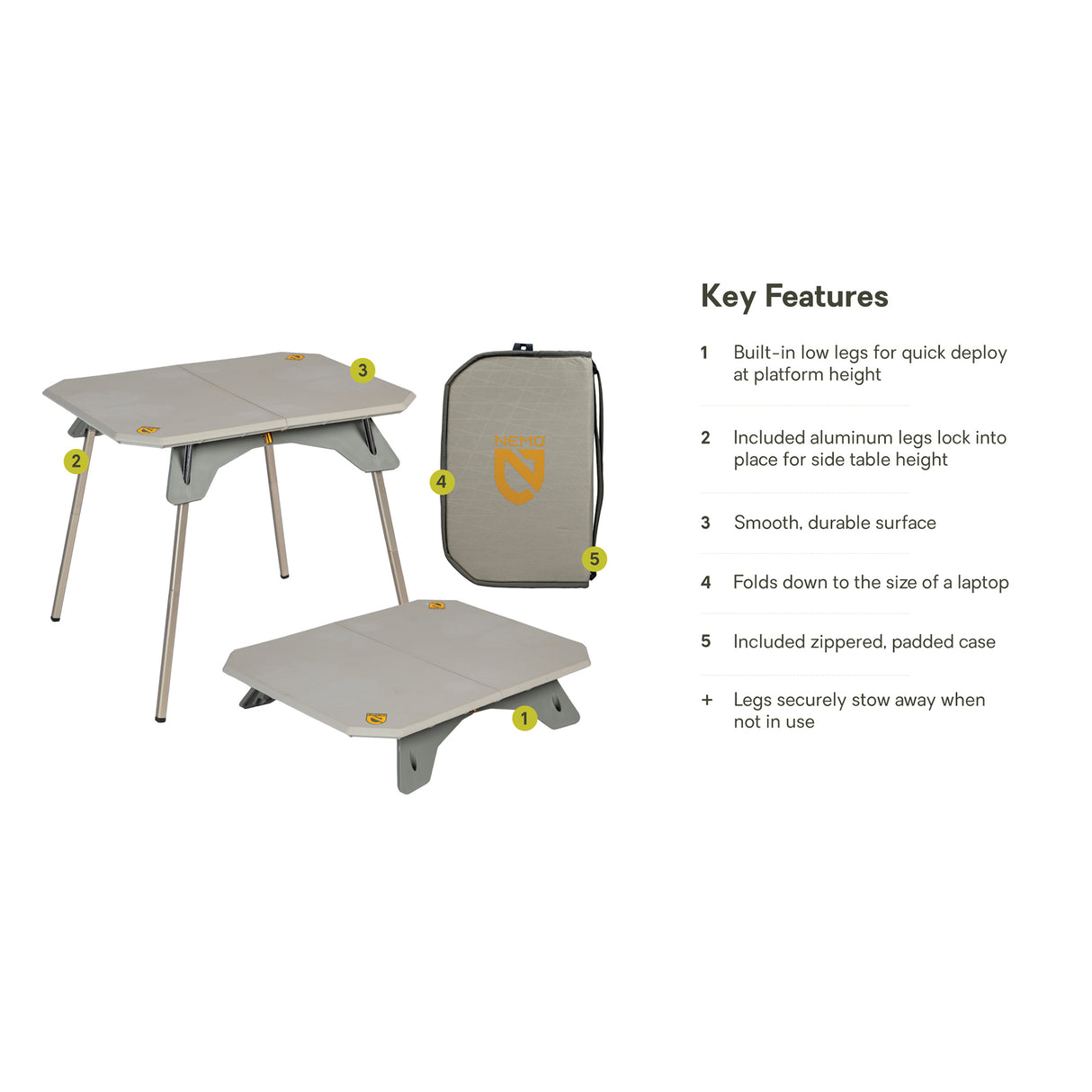 NEMO Moonlander Dual-Height Camp Table