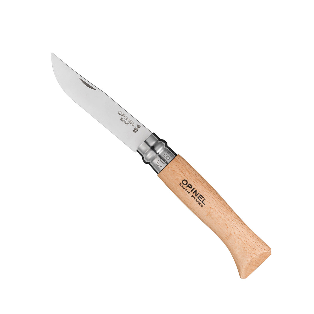 Opinel No. 8 Traditional Classic Stainless Steel Folding Knife with Alpine Sheath