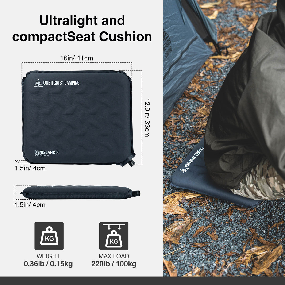 OneTigris Dynisland Self-Inflating Seat Pad, 150g