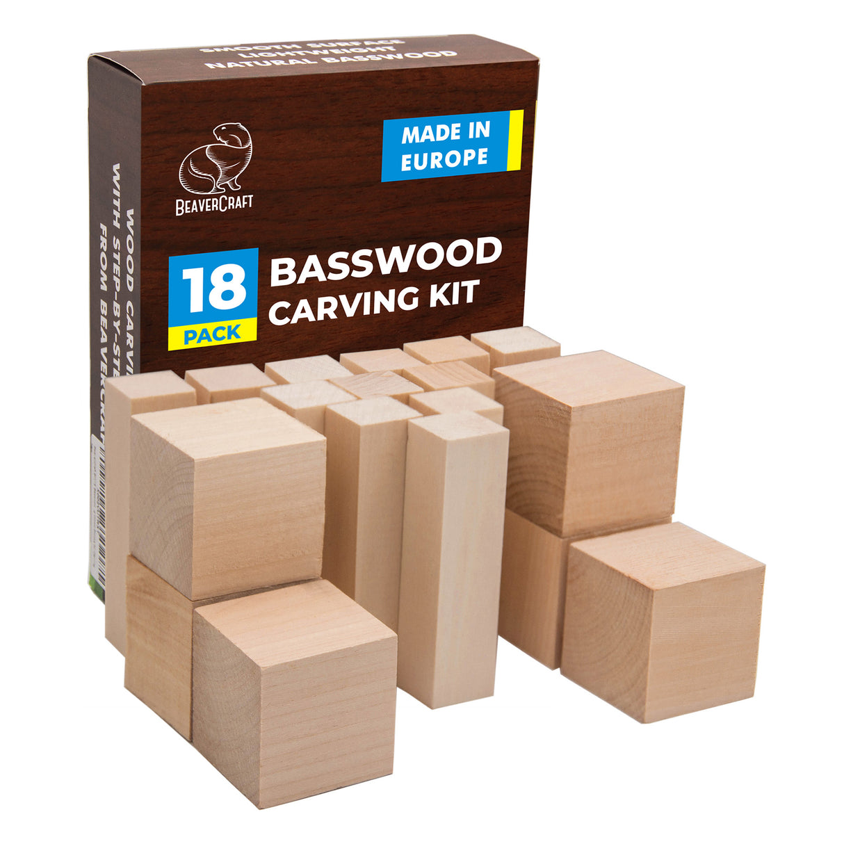 BeaverCraft Basswood DIY Carving Blank, 10 x 5cm