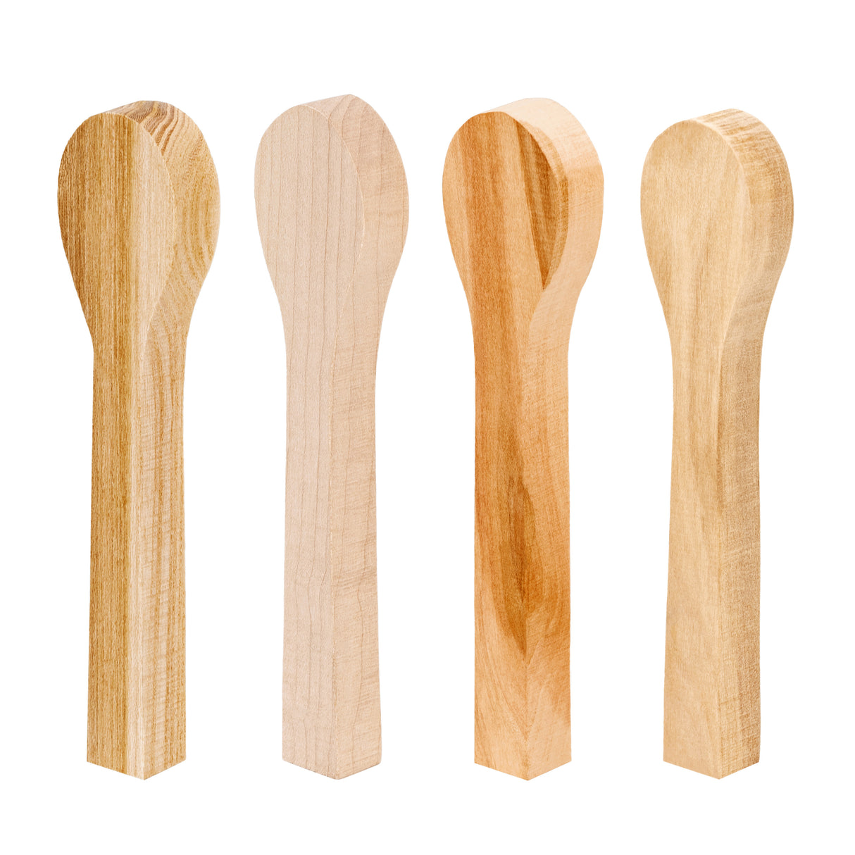 BeaverCraft Spoon Blanks Set of 4 - Elm, Apricot, Maple & Alder