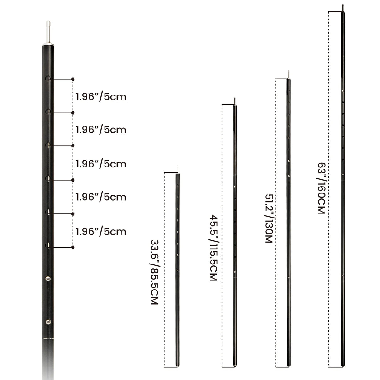 OneTigris 6061 Aluminium Telescopic Tarp Poles, Set of 2