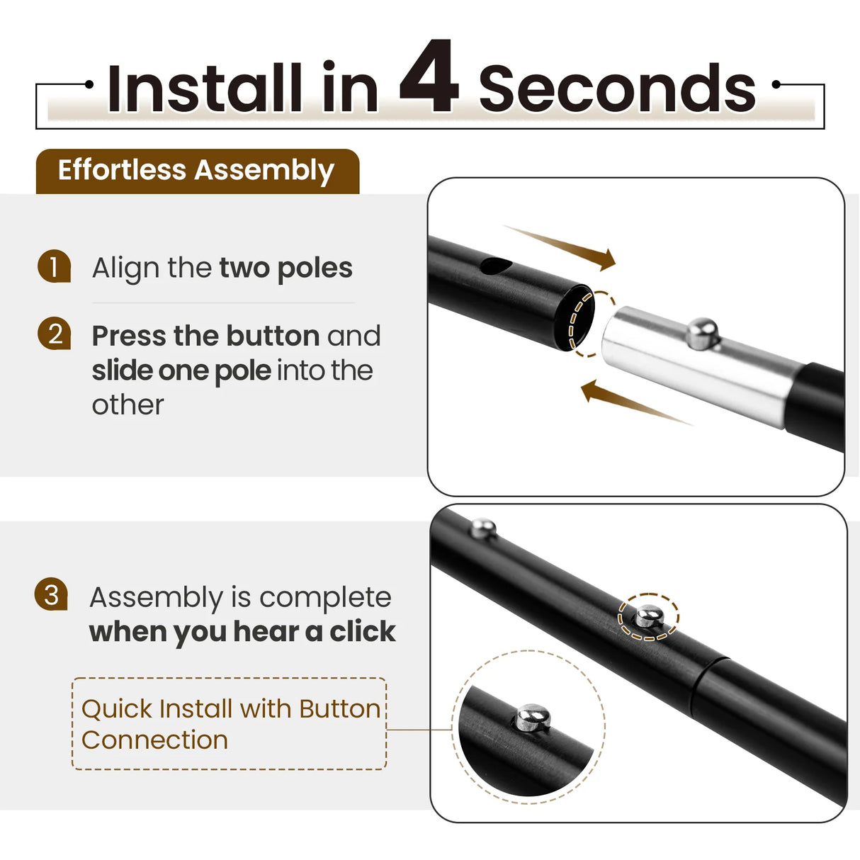 OneTigris 6061 Aluminium Telescopic Tarp Poles, Set of 2