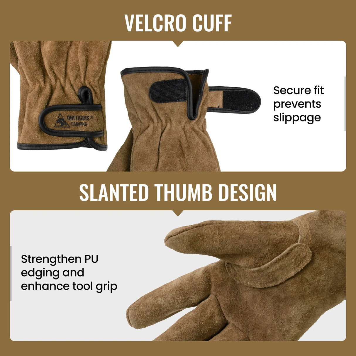 OneTigris Leather Work Gloves