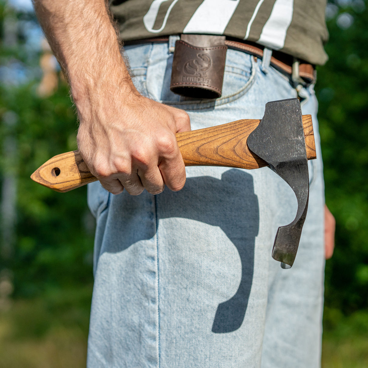 BeaverCraft Compact Wood Carving Adze with Leather Sheath