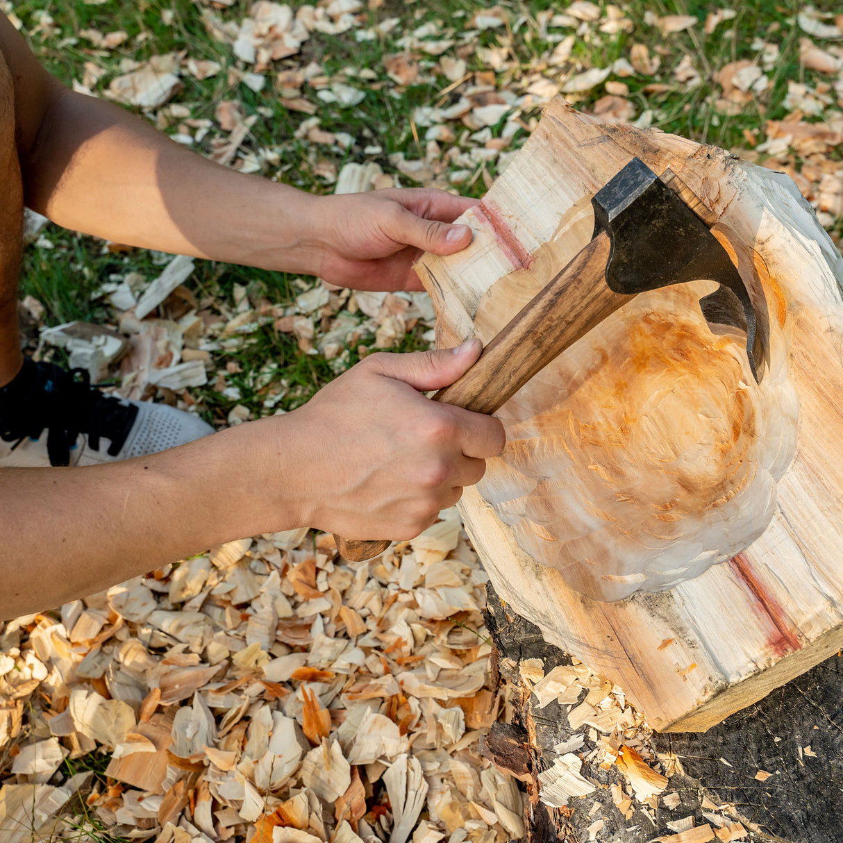 BeaverCraft Compact Wood Carving Adze with Leather Sheath