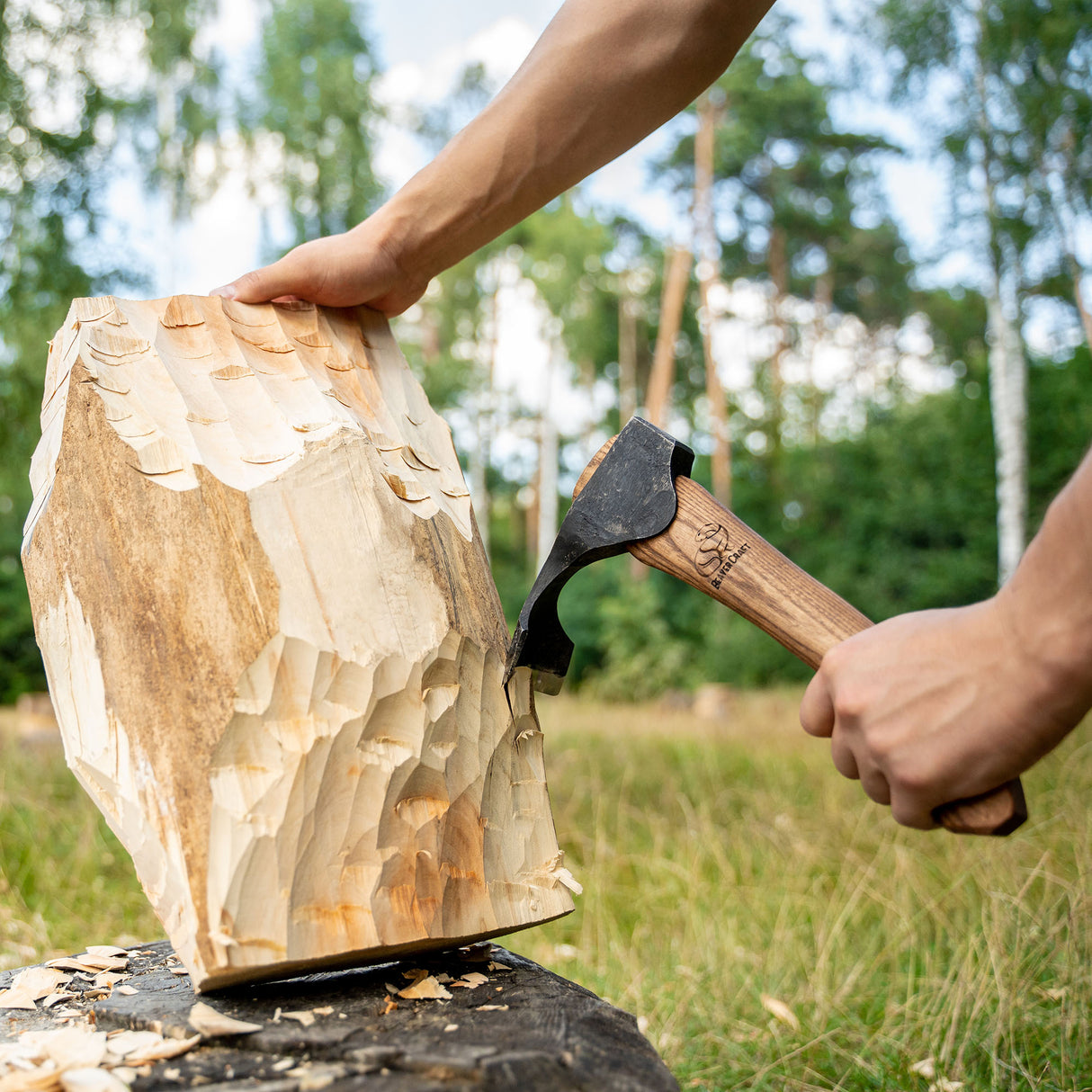 BeaverCraft Compact Wood Carving Adze with Leather Sheath