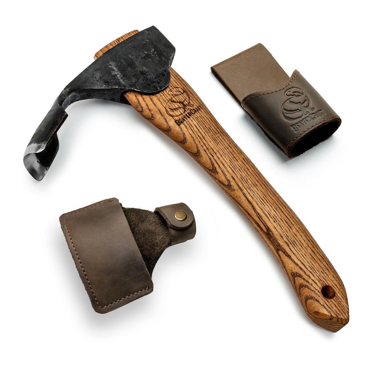 BeaverCraft Compact Wood Carving Adze with Leather Sheath