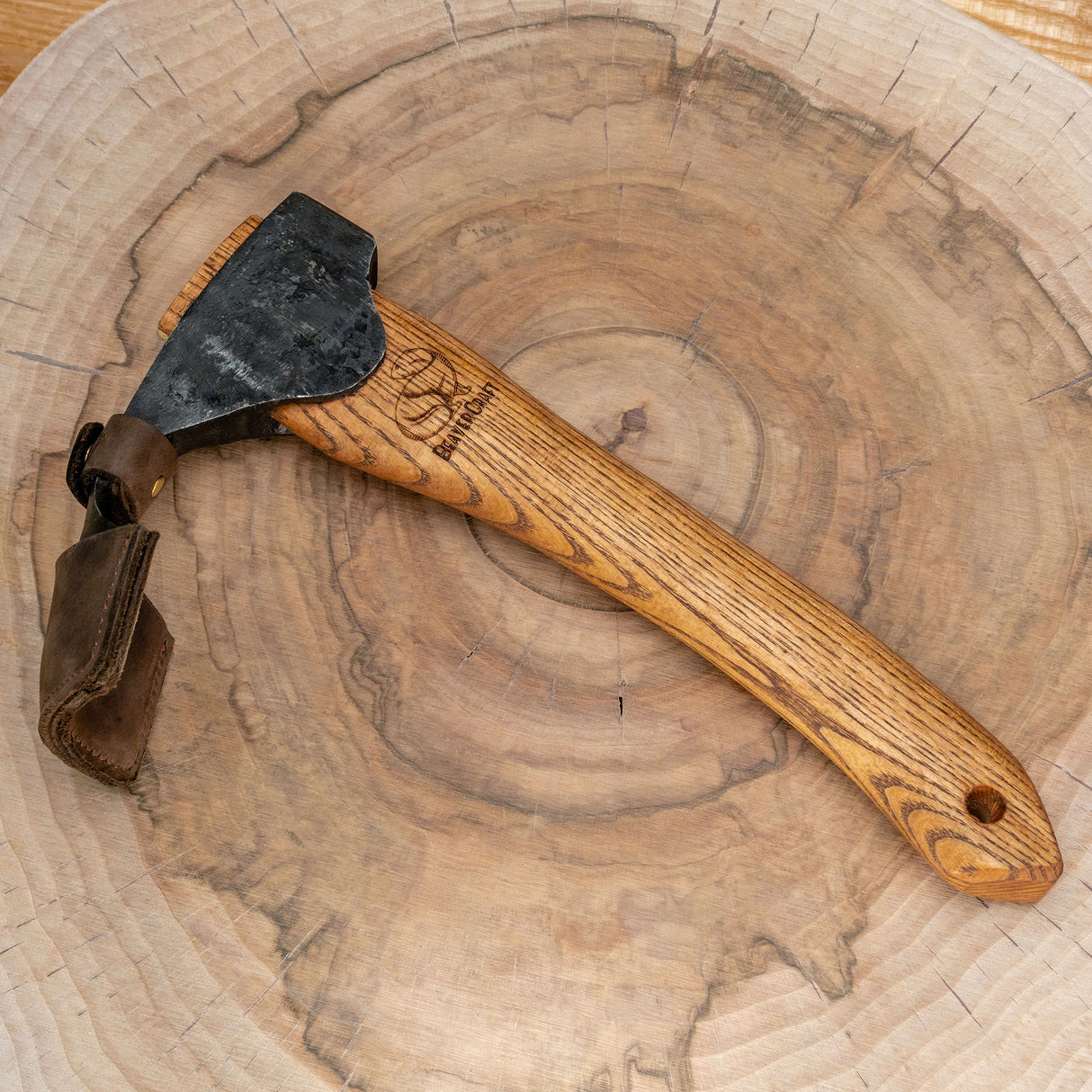 BeaverCraft Compact Wood Carving Adze with Leather Sheath
