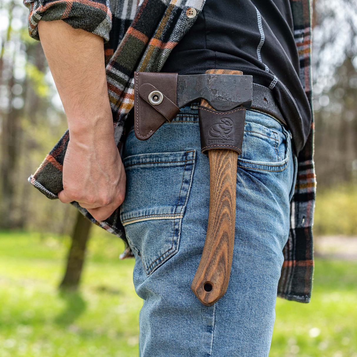 BeaverCraft Bushcraft Carving Hatchet with Leather Sheath