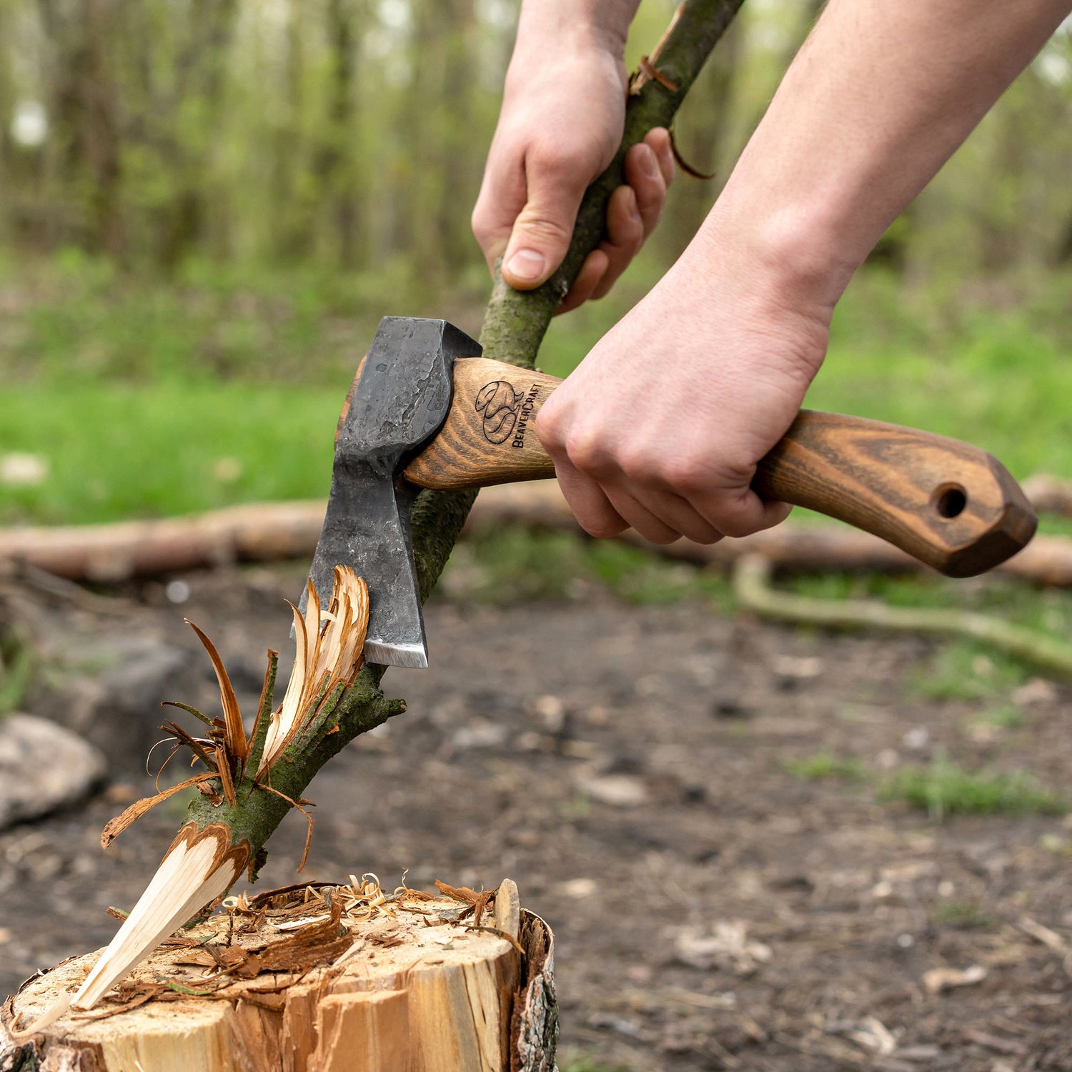 BeaverCraft Bushcraft Carving Hatchet with Leather Sheath