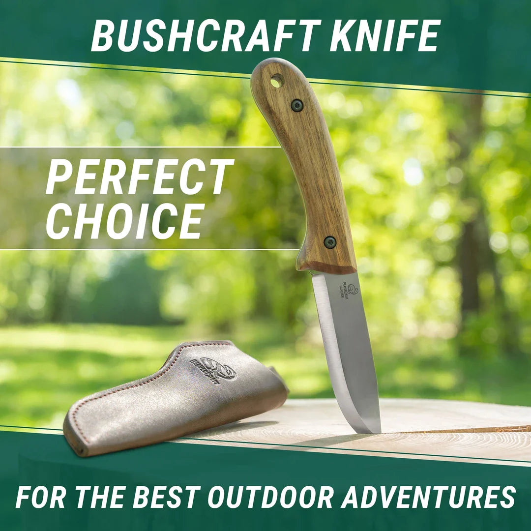 BeaverCraft Glacier Bushcraft Knife with Leather Sheath