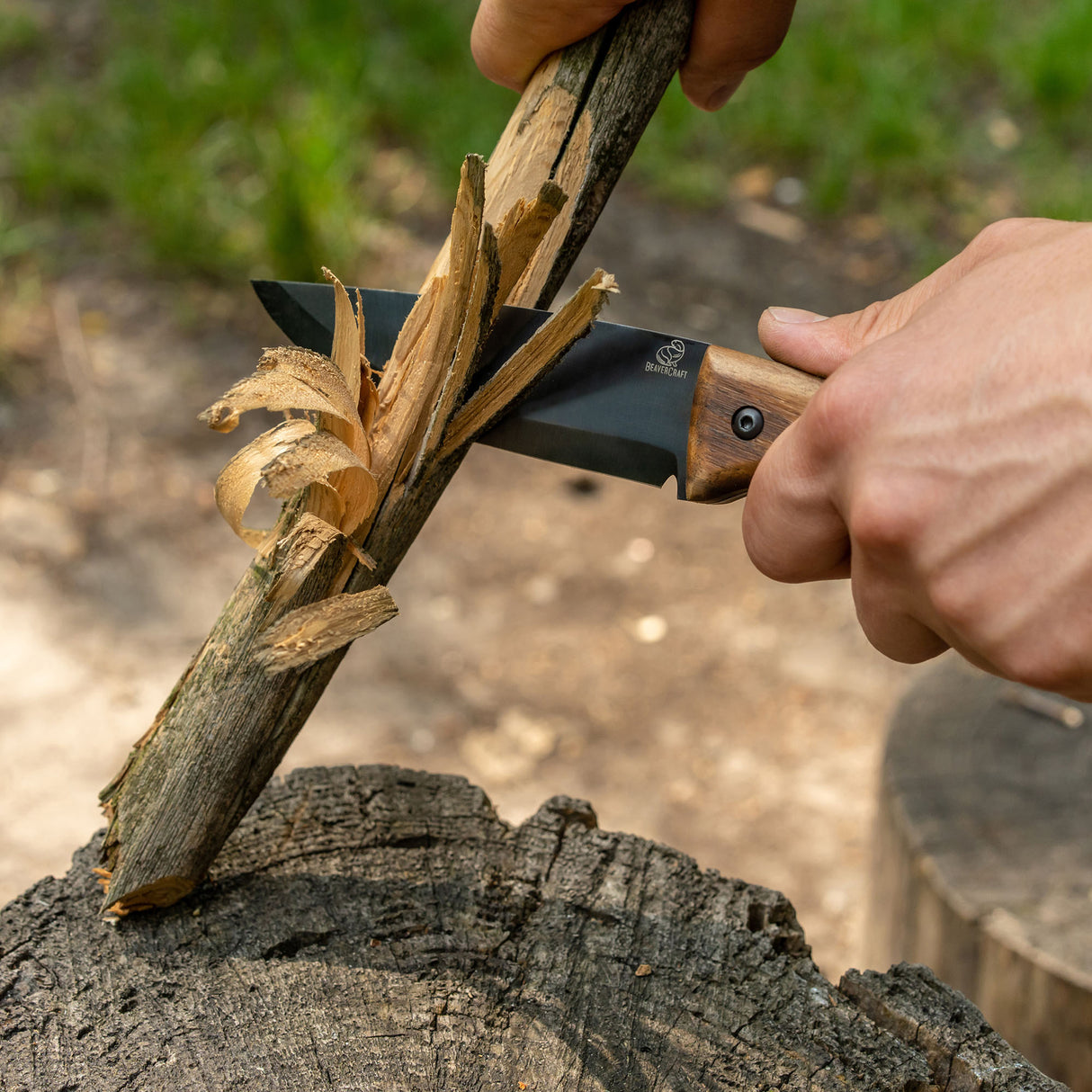 BeaverCraft Nightfall Bushcraft Knife with Leather Sheath