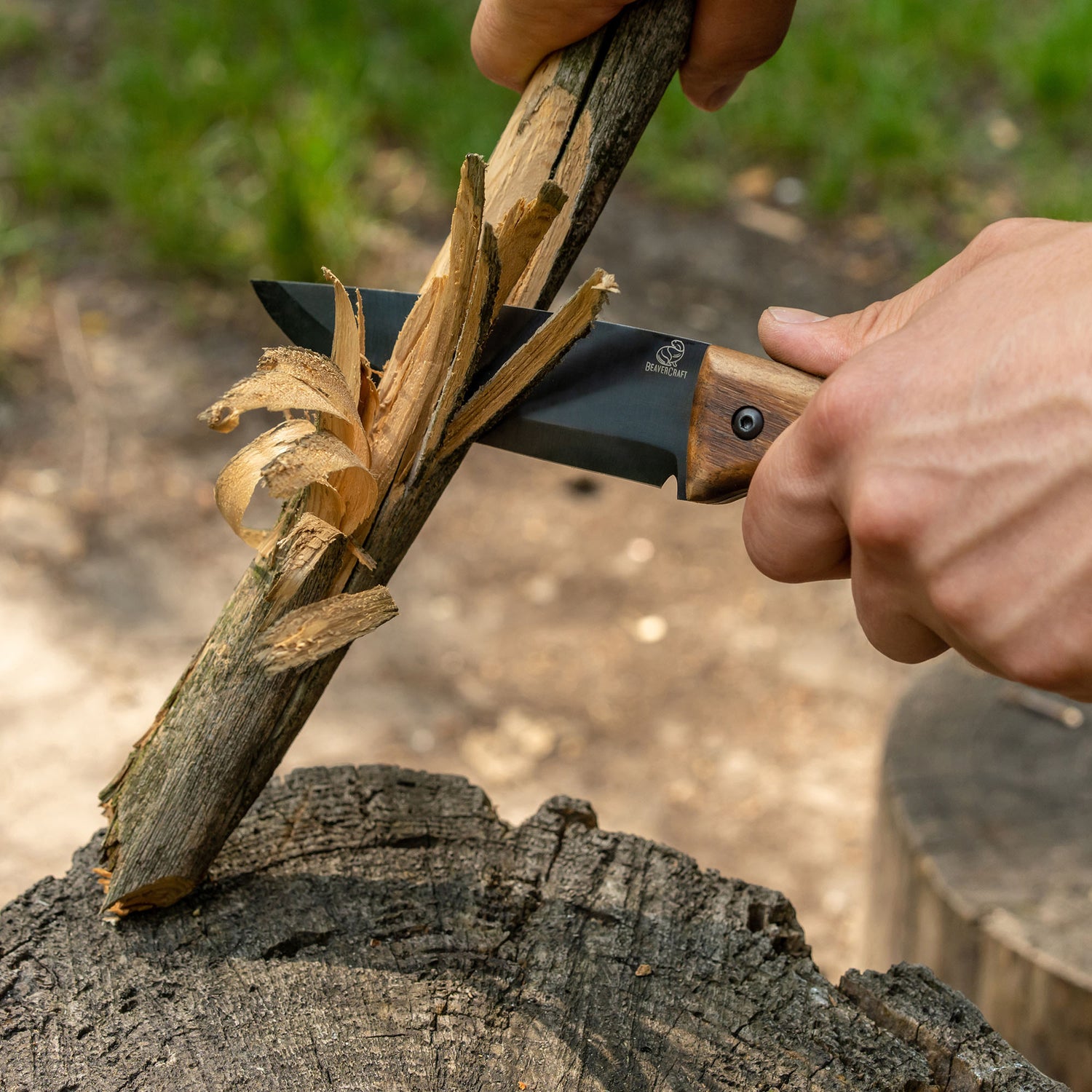 BeaverCraft Nightfall Bushcraft Knife with Leather Sheath