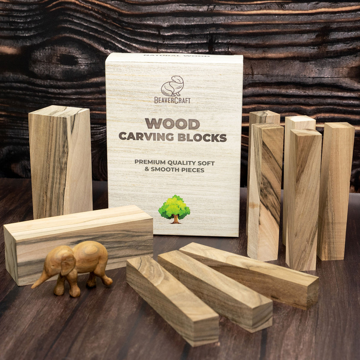 BeaverCraft Walnut Carving Blocks, Set of 10