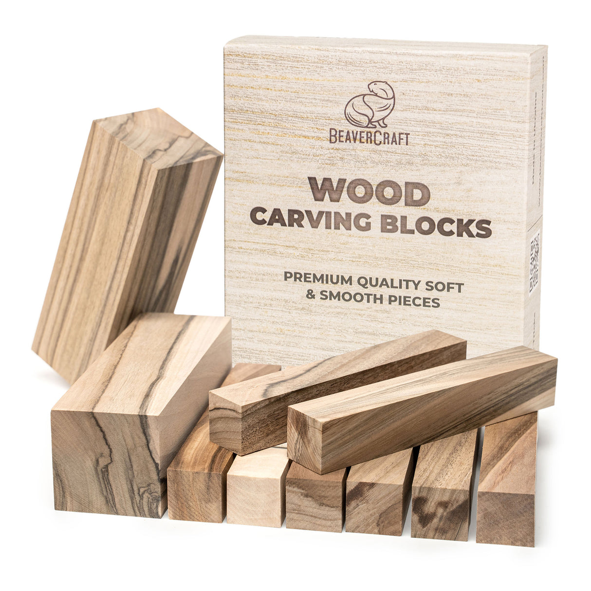 BeaverCraft Walnut Carving Blocks, Set of 10