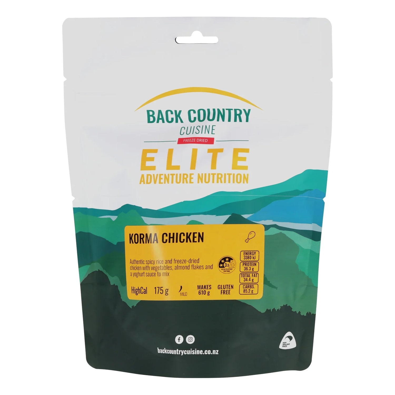 Back Country Cuisine Freeze Dried Korma Chicken - Elite, 610g