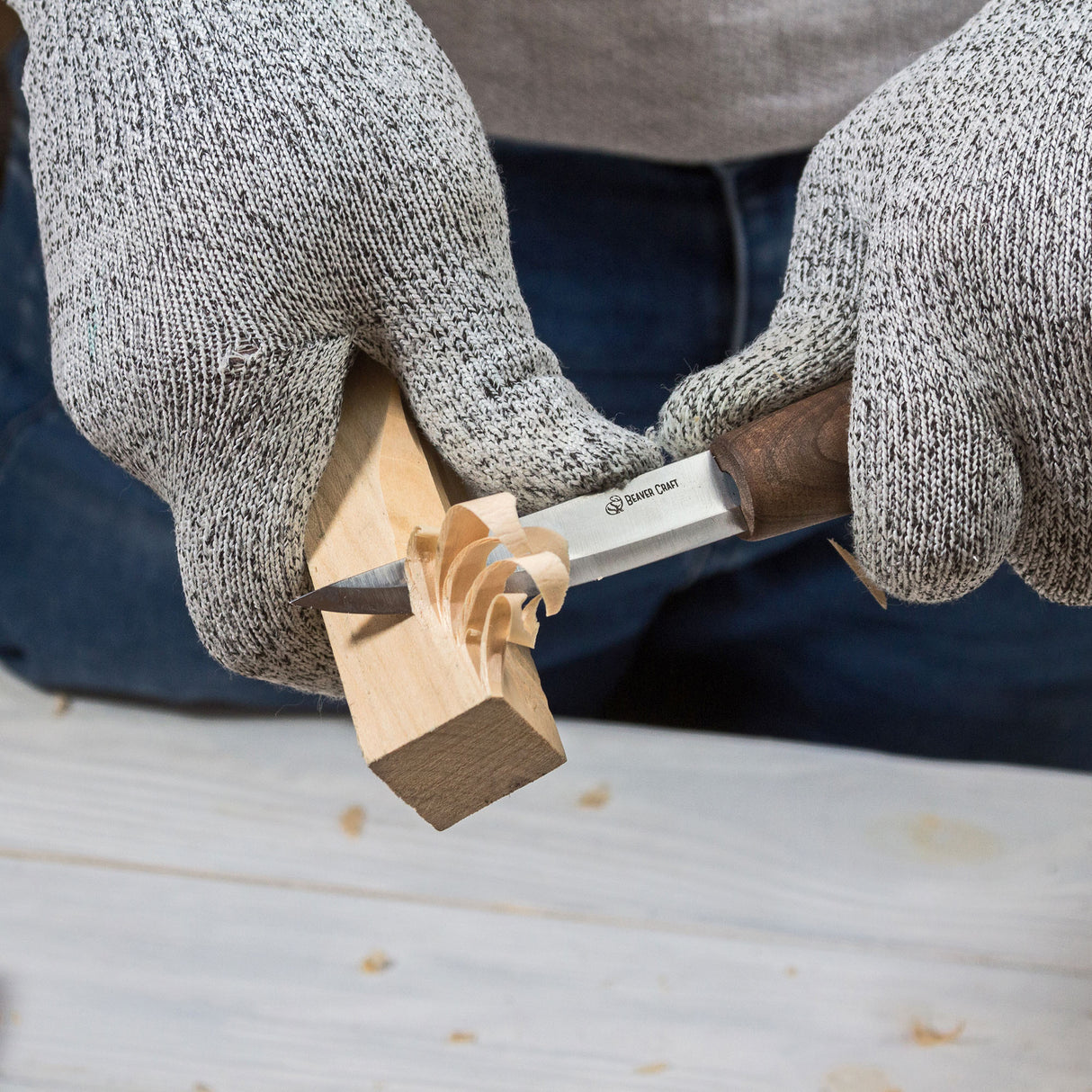 BeaverCraft C4 Sloyd Whittling Knife with Walnut Handle & Leather Sheath