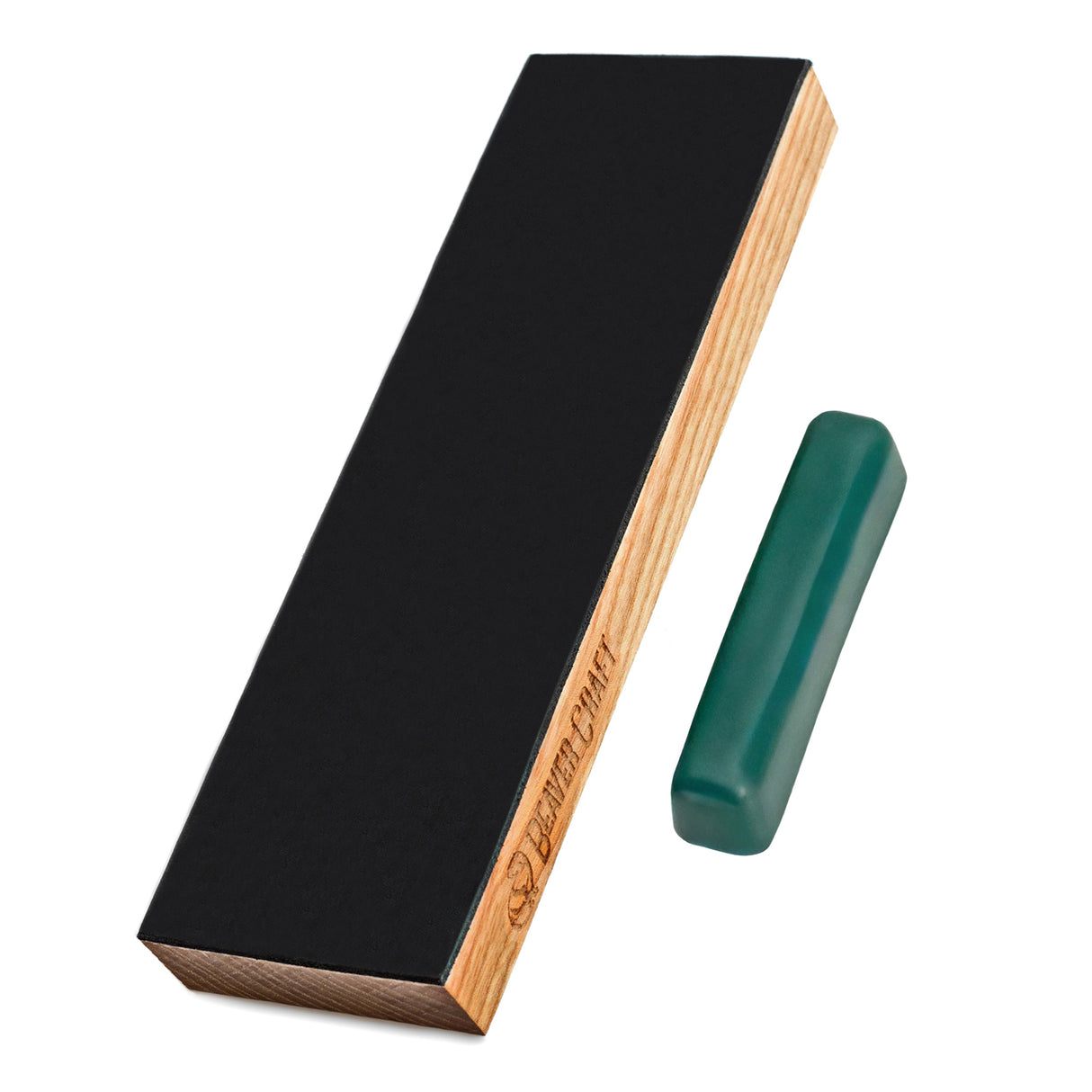 BeaverCraft Wood Mounted Leather Paddle Strop with Polishing Compound