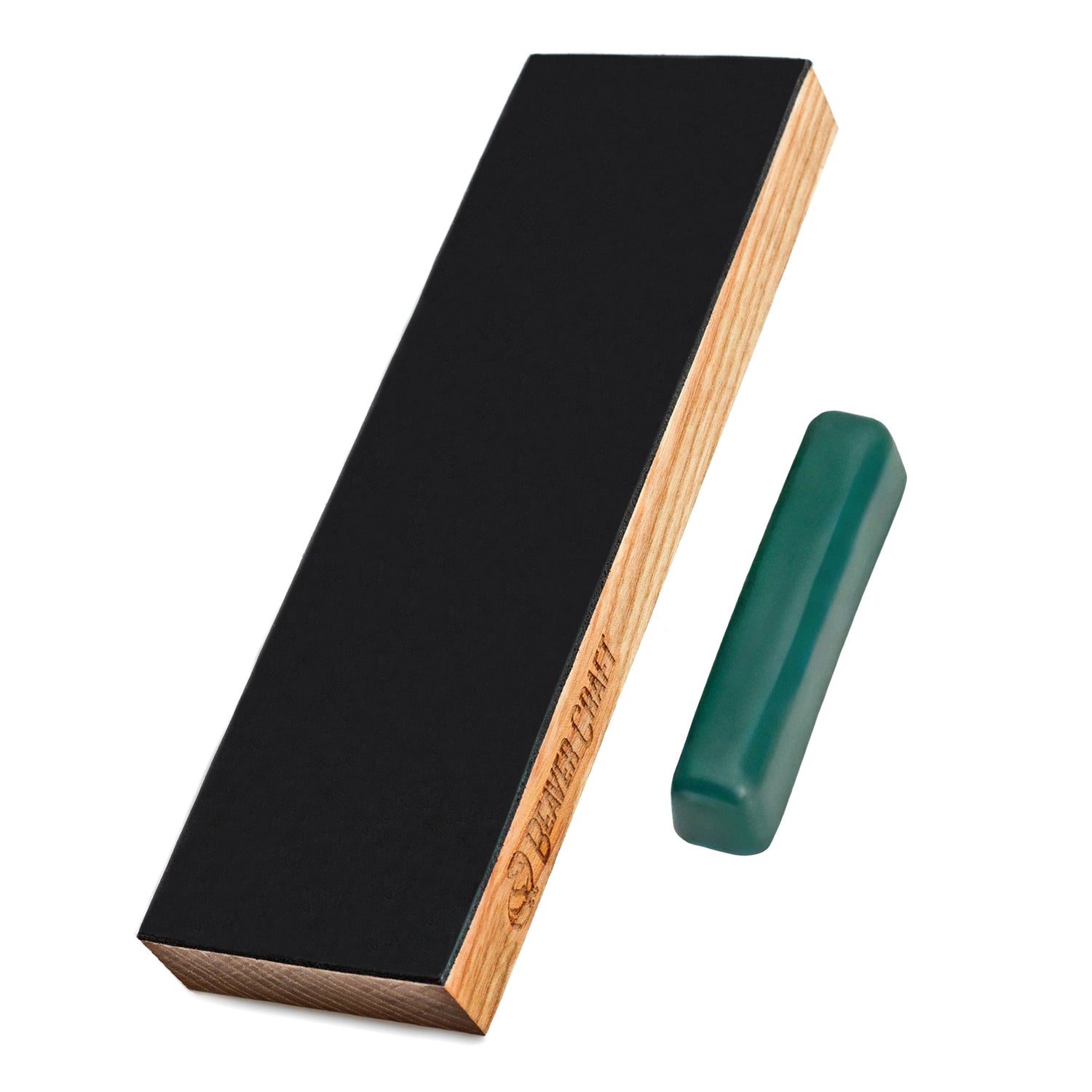 BeaverCraft Wood Mounted Leather Paddle Strop with Polishing Compound