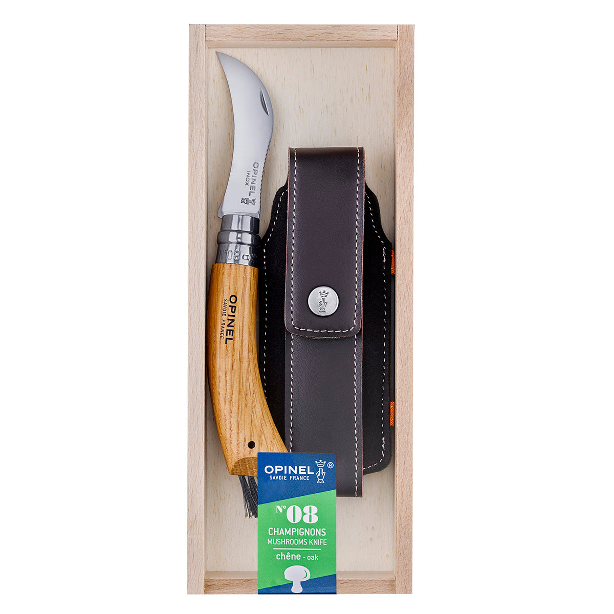 Opinel No. 8 Oak Mushroom Knife with Sheath & Gift Box