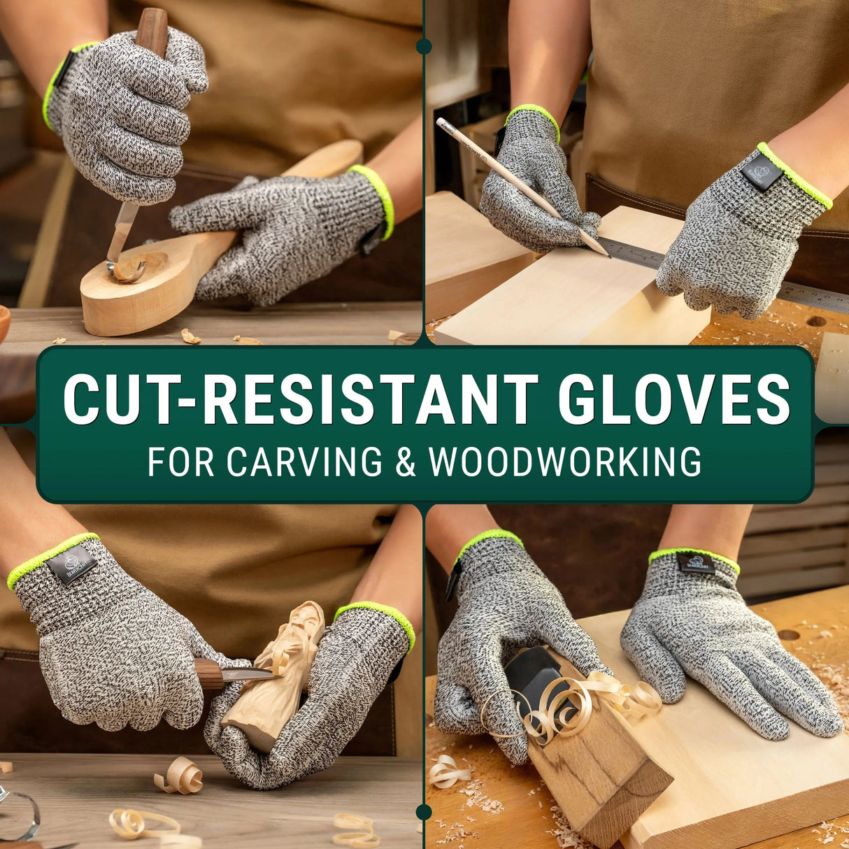 BeaverCraft Cut Resistant Wood Carving Gloves, Set of 2