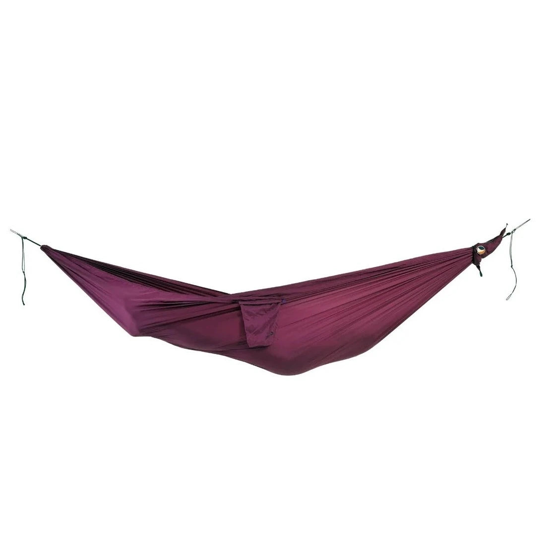 Ticket to the Moon Compact Hammock in plum purple, stretched horizontally with suspension cords at both ends