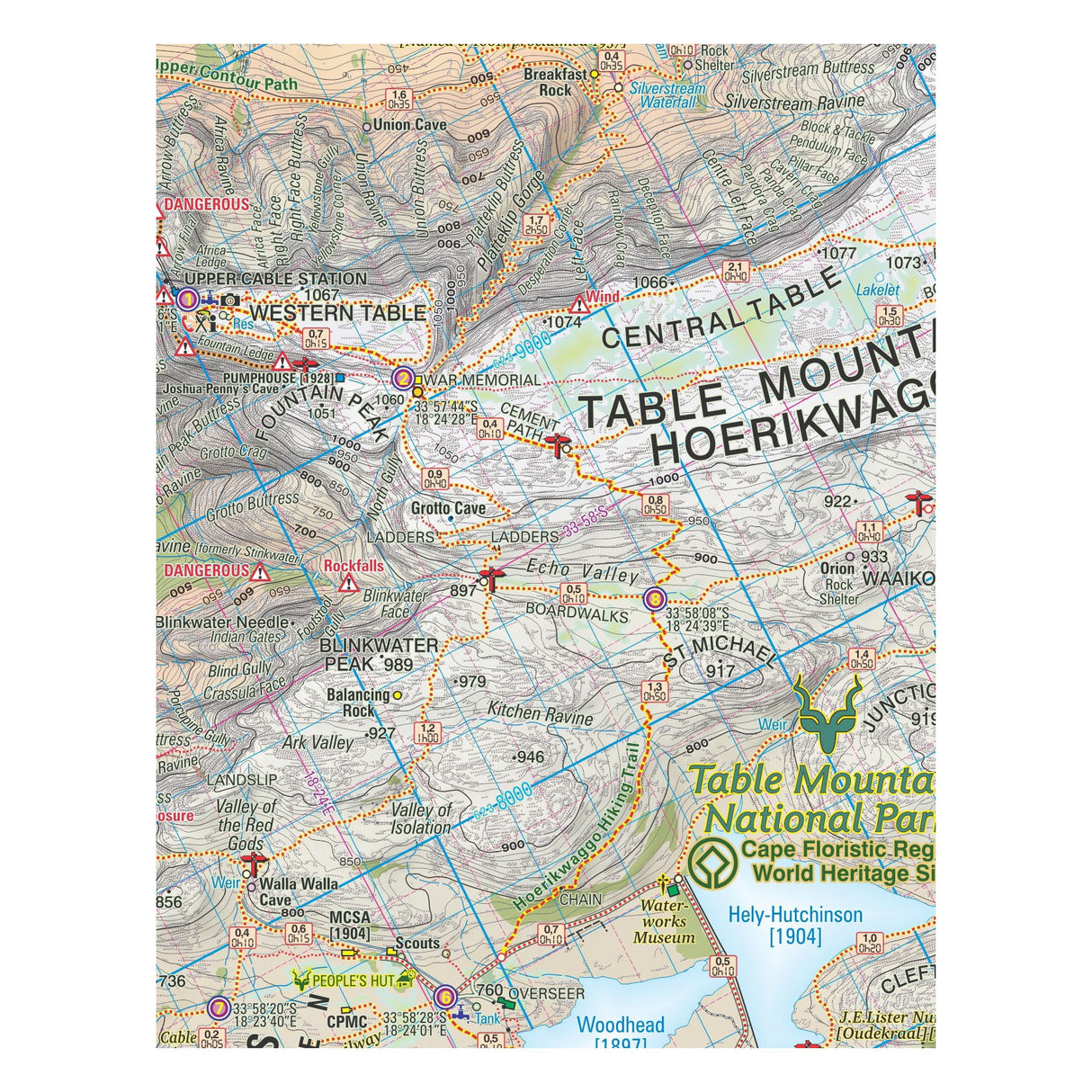 Slingsby Table Mountain Hiking Map, Edition 15