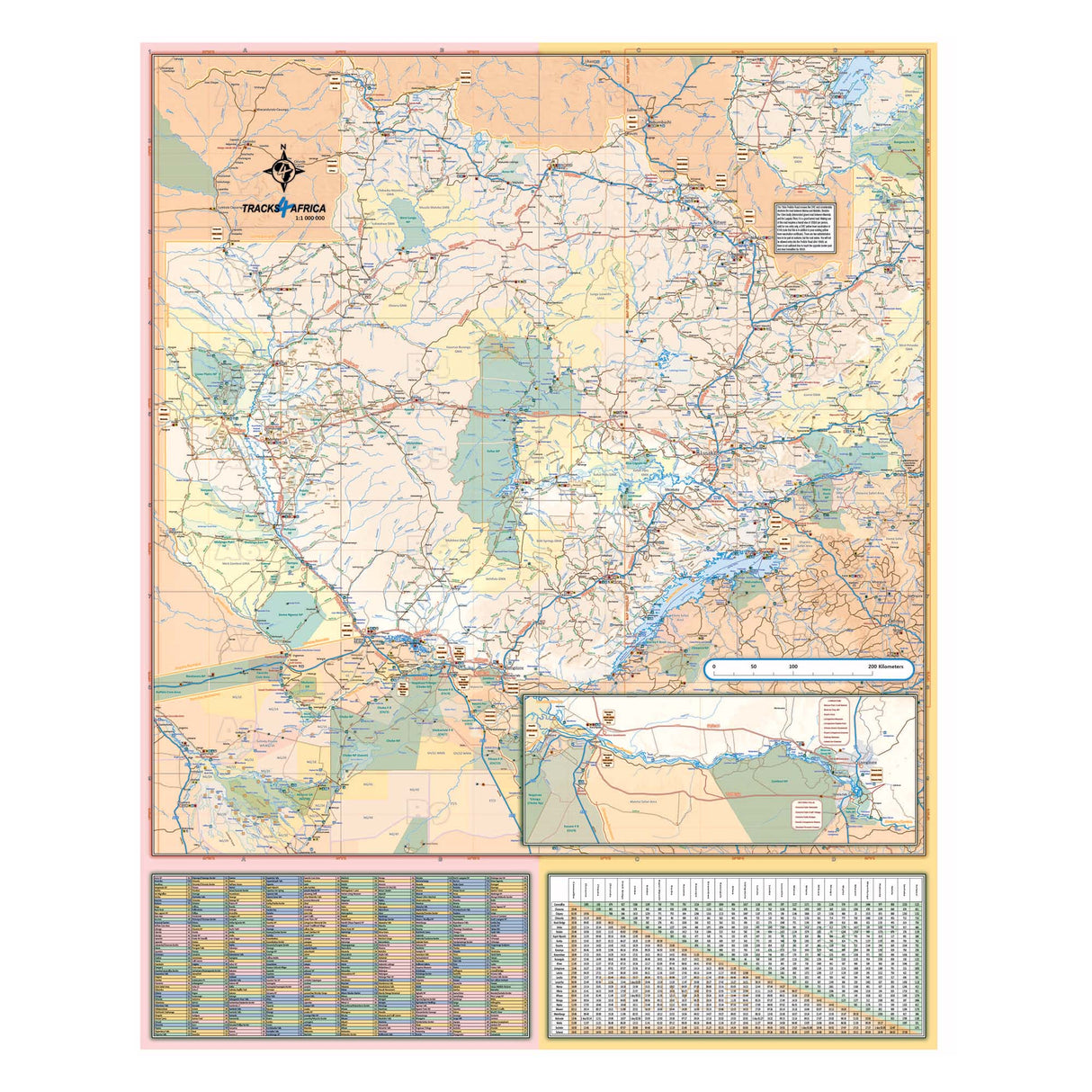 Tracks4Africa Zambia Traveller's Map, Edition 1
