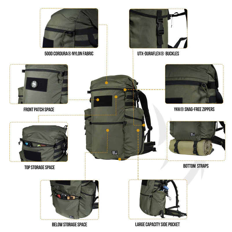 OneTigris Wild Rocket Bushcraft Backpack, 45 Litre