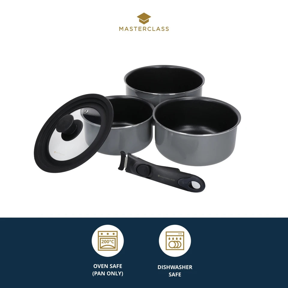 MasterClass Smart Space Non-Stick 3 Piece Saucepan Set