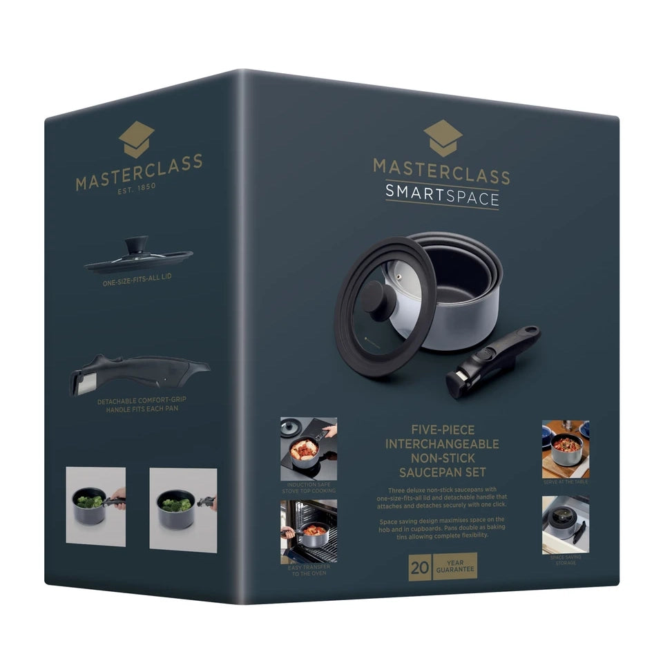 MasterClass Smart Space Non-Stick 3 Piece Saucepan Set