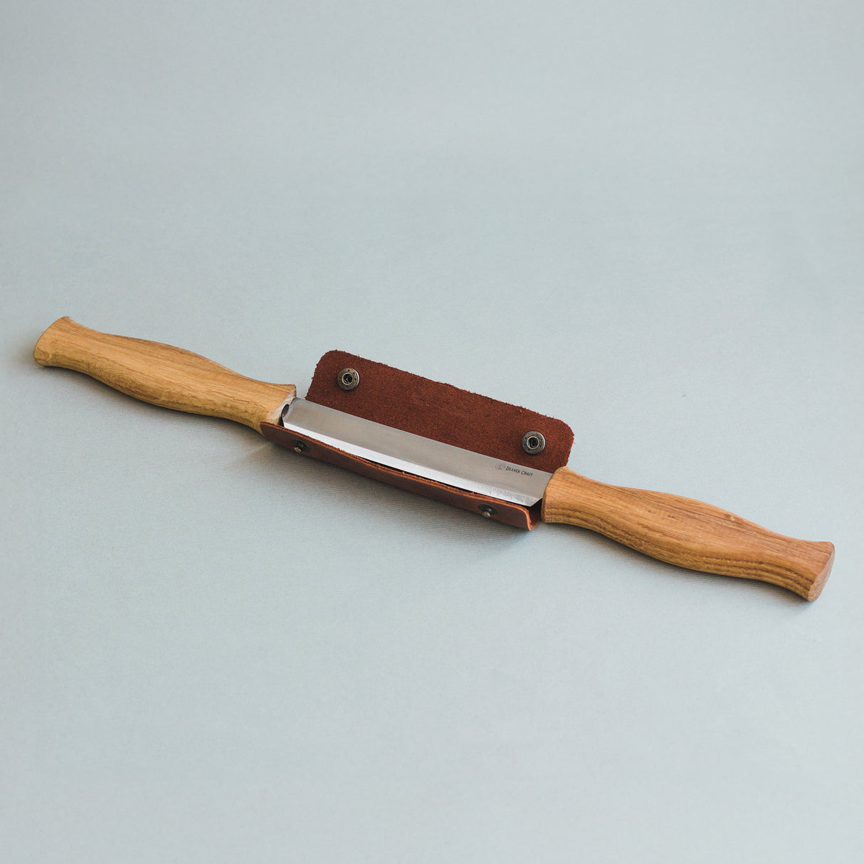 BeaverCraft 3mm Drawknife with Oak Handle in Leather Sheath