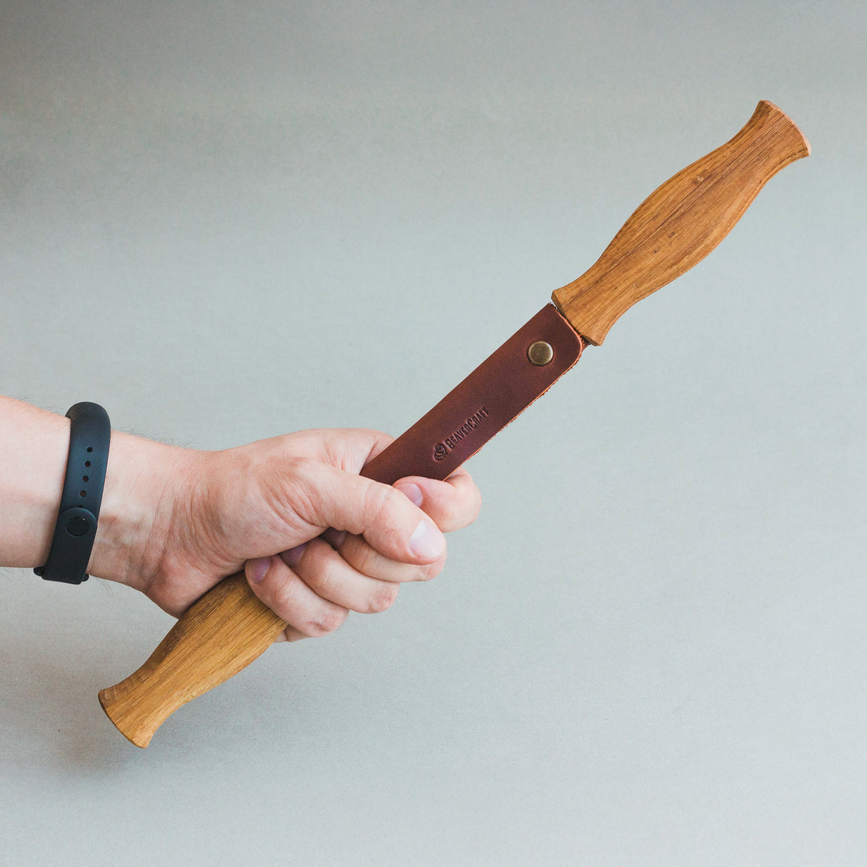 BeaverCraft 3mm Drawknife with Oak Handle in Leather Sheath