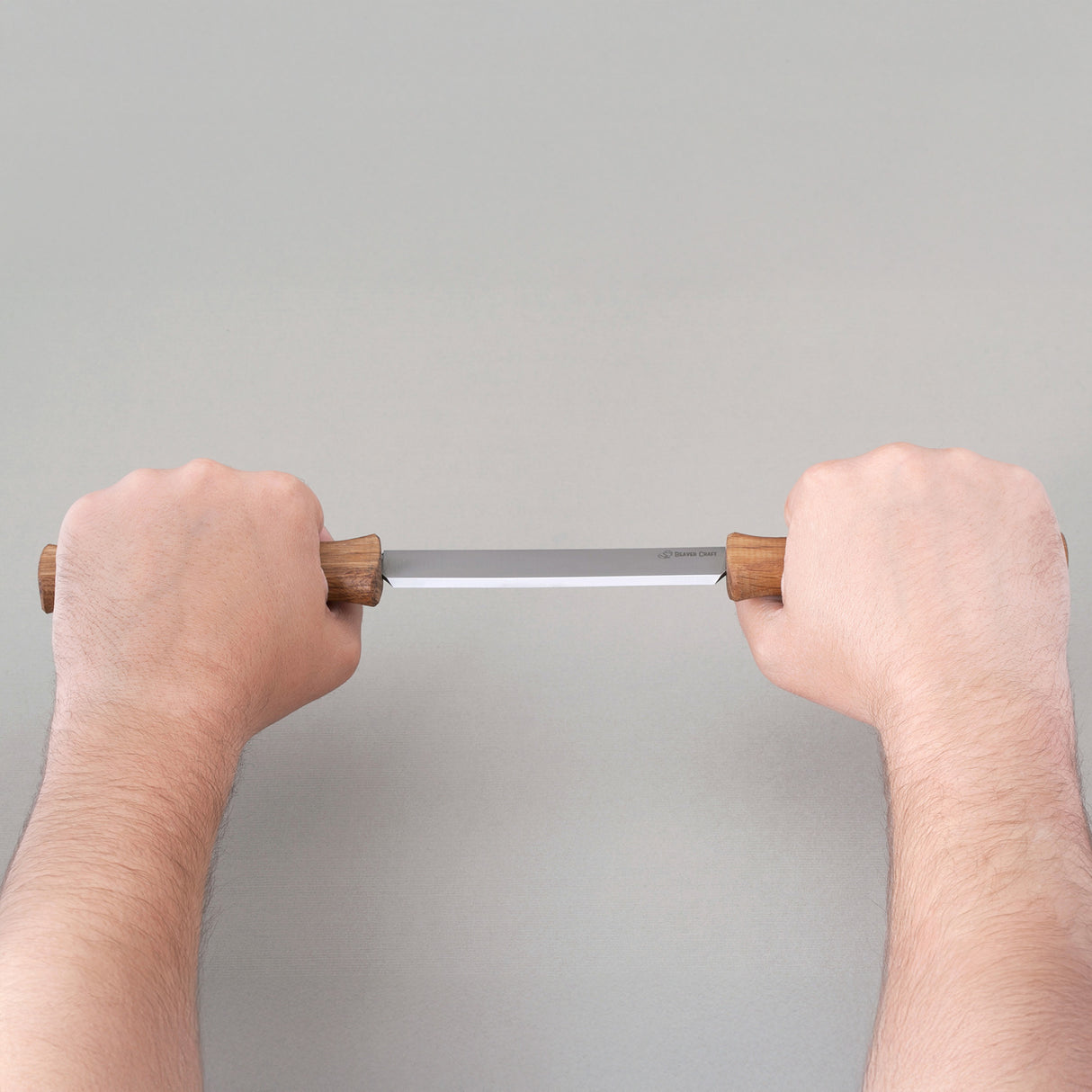 BeaverCraft 3mm Drawknife with Oak Handle in Leather Sheath