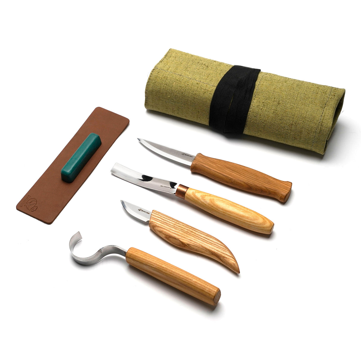 BeaverCraft 6 Piece Professional Spoon Carving Set in Canvas Tool Roll