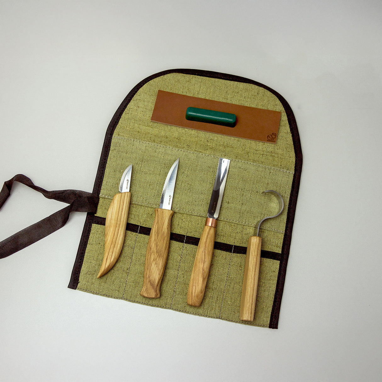BeaverCraft 6 Piece Professional Spoon Carving Set in Canvas Tool Roll