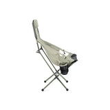 NEMO Satellite Reclining Anywhere Chair in sage green, angled to show reclining seat, headrest and crossed legs