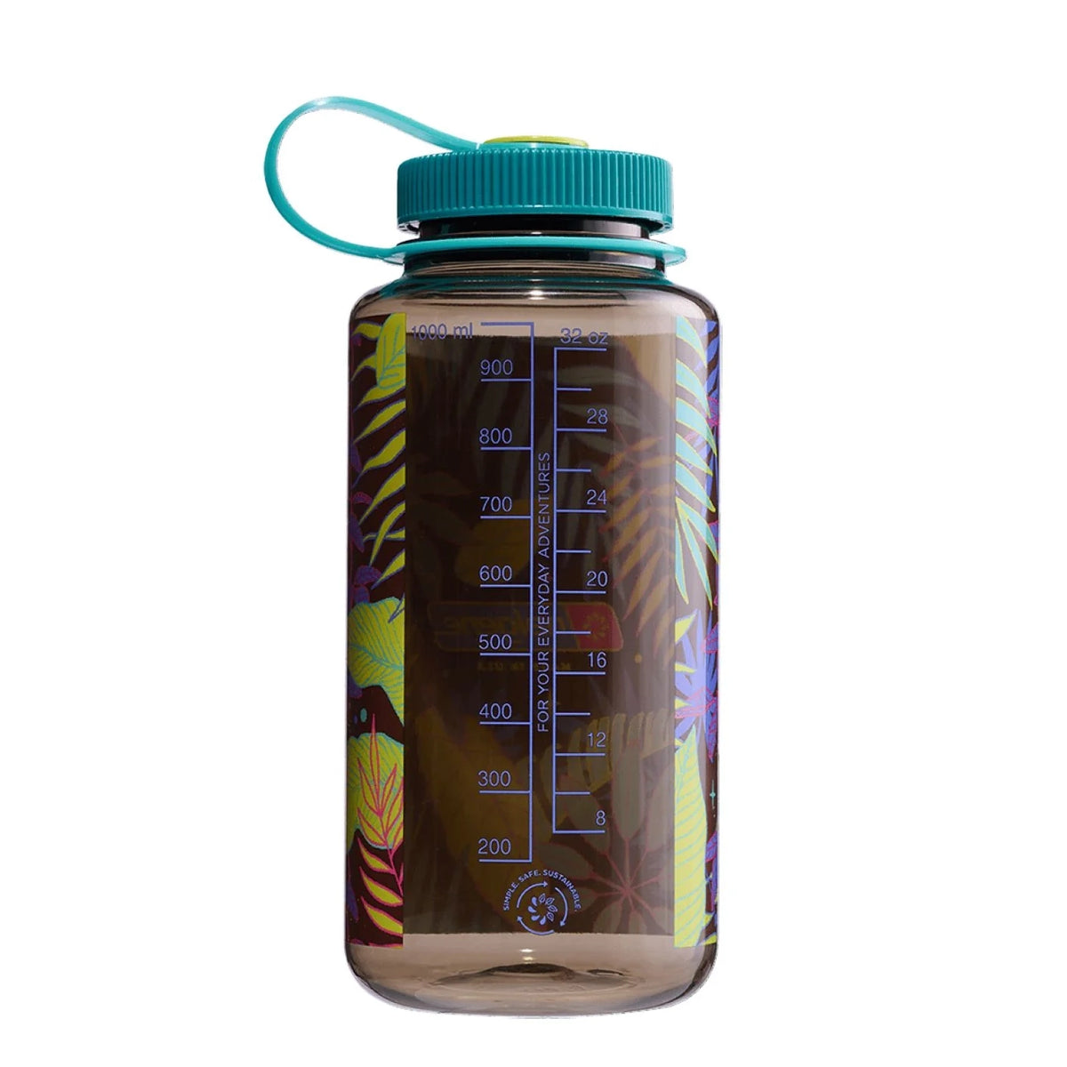 Nalgene Wide Mouth Sustain Botanicals Water Bottle, 1 Litre, Woodsman Botanical