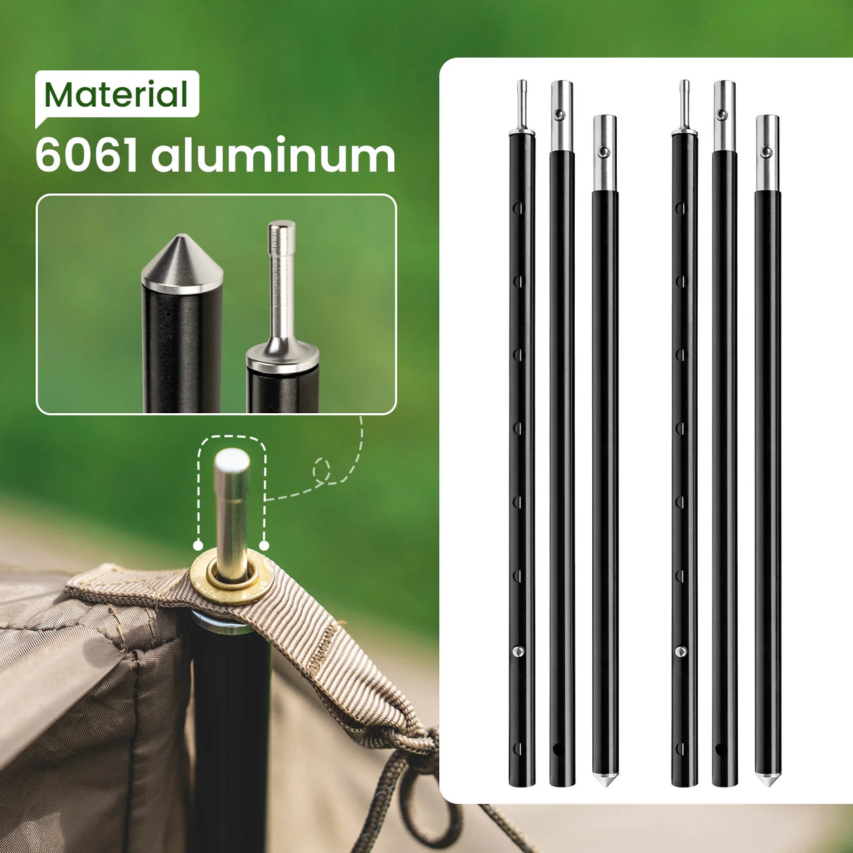 OneTigris 6061 Aluminium Telescopic Tarp Poles, Set of 2