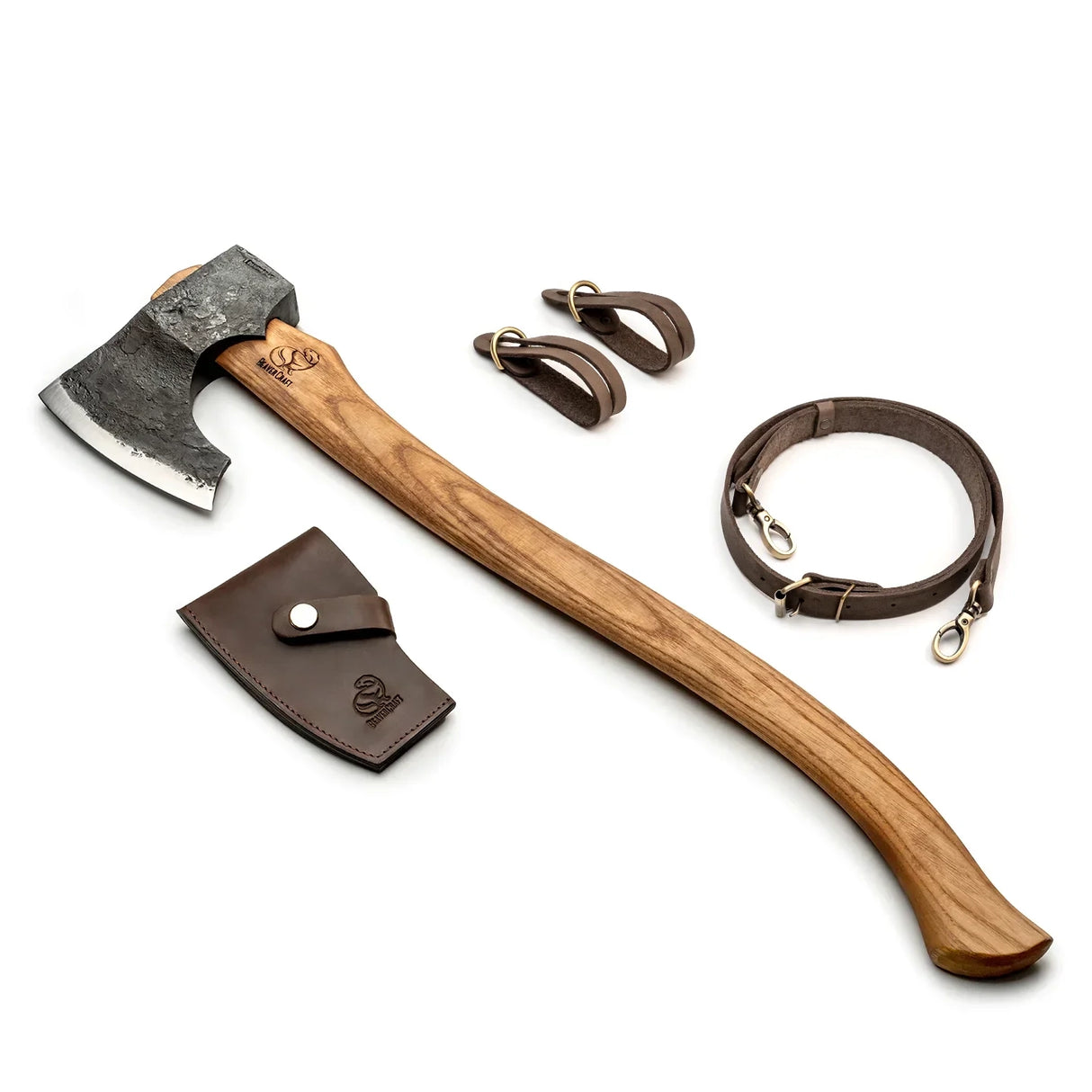BeaverCraft Universal Forest Felling Axe with Leather Sheath & Shoulder Sling