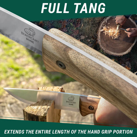 BeaverCraft Dune Bushcraft Knife with Leather Sheath