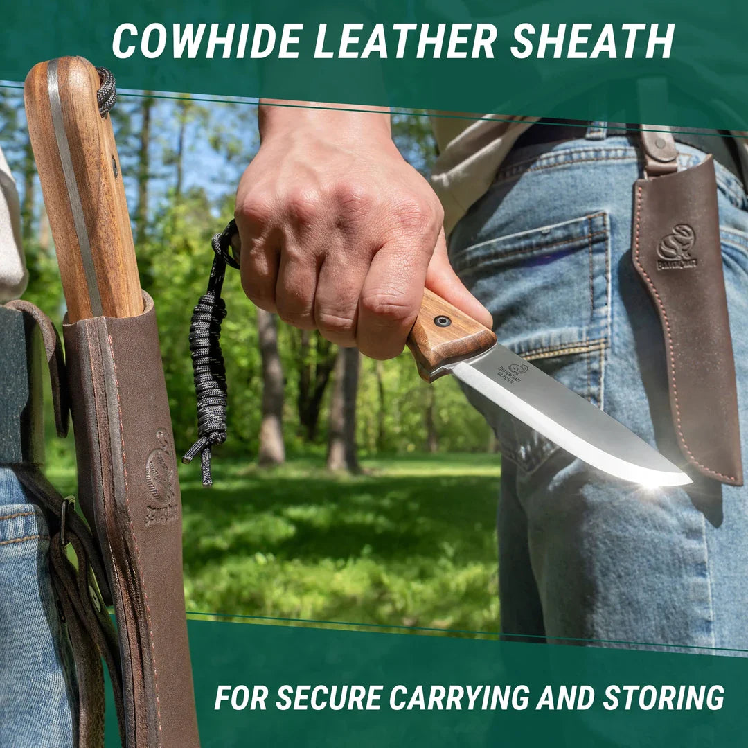 BeaverCraft Glacier Bushcraft Knife with Leather Sheath