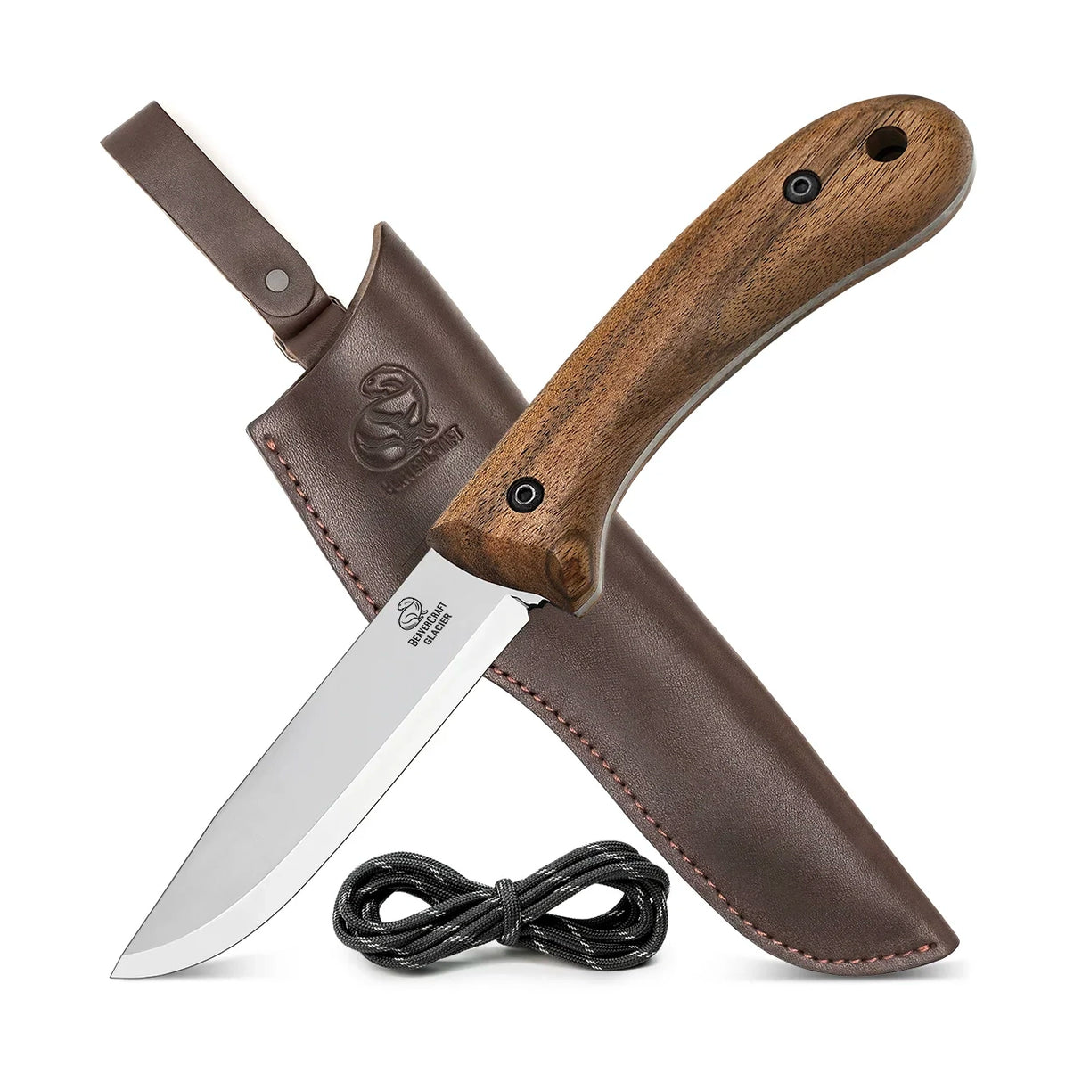 BeaverCraft Glacier Bushcraft Knife with Leather Sheath