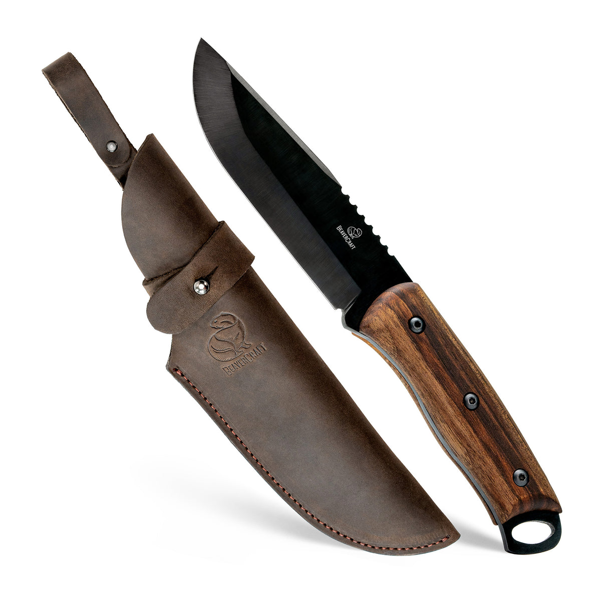 BeaverCraft Dusk Bushcraft Knife with Leather Sheath