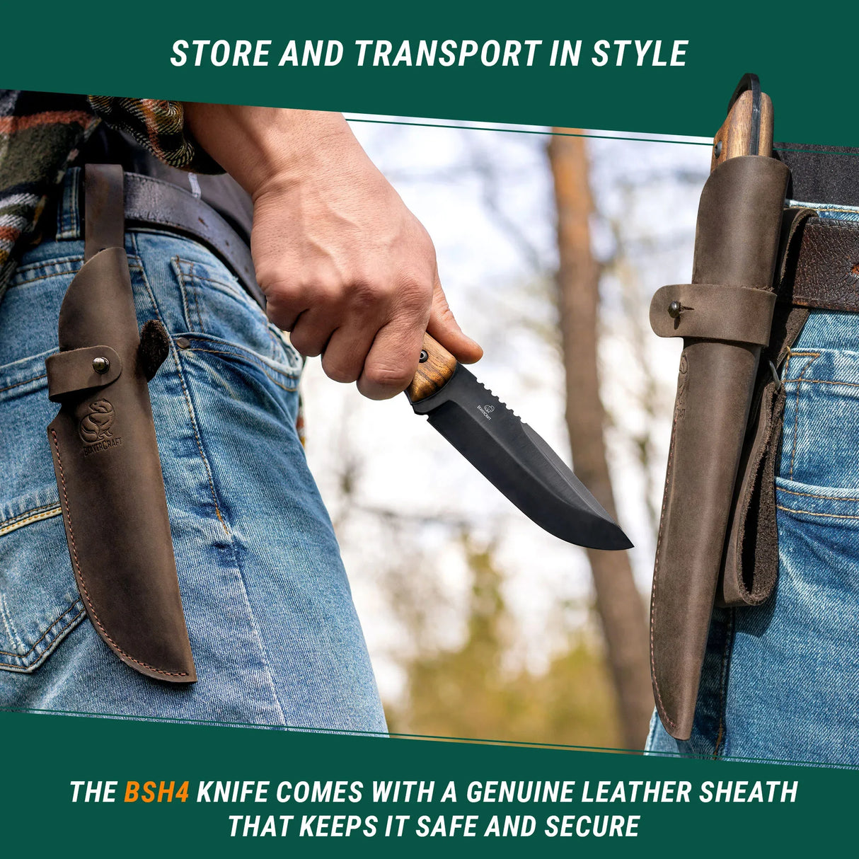 BeaverCraft Dusk Bushcraft Knife with Leather Sheath