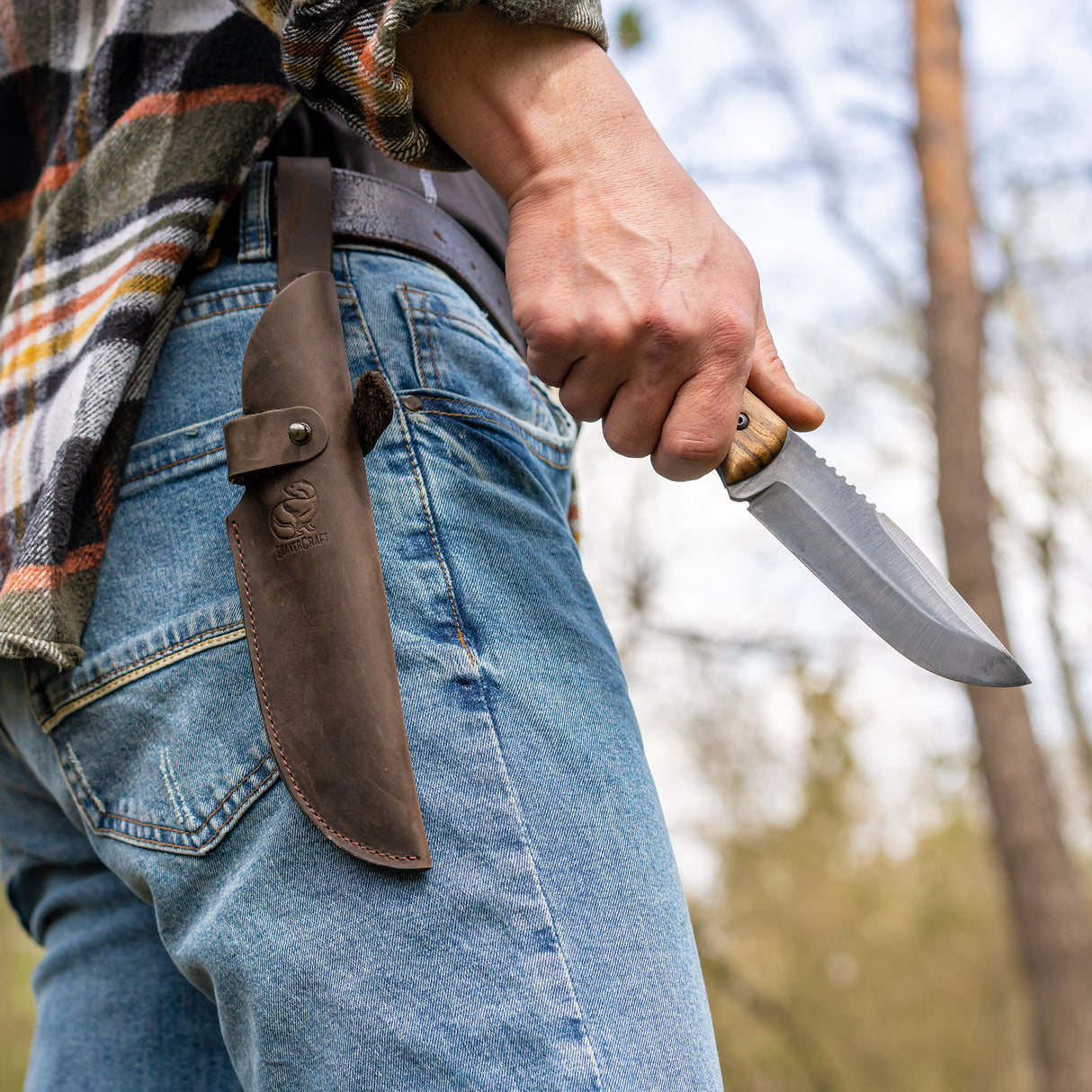 BeaverCraft Dusk Bushcraft Knife with Leather Sheath