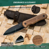 BeaverCraft Shadow Compact Bushcraft Knife with Leather Sheath