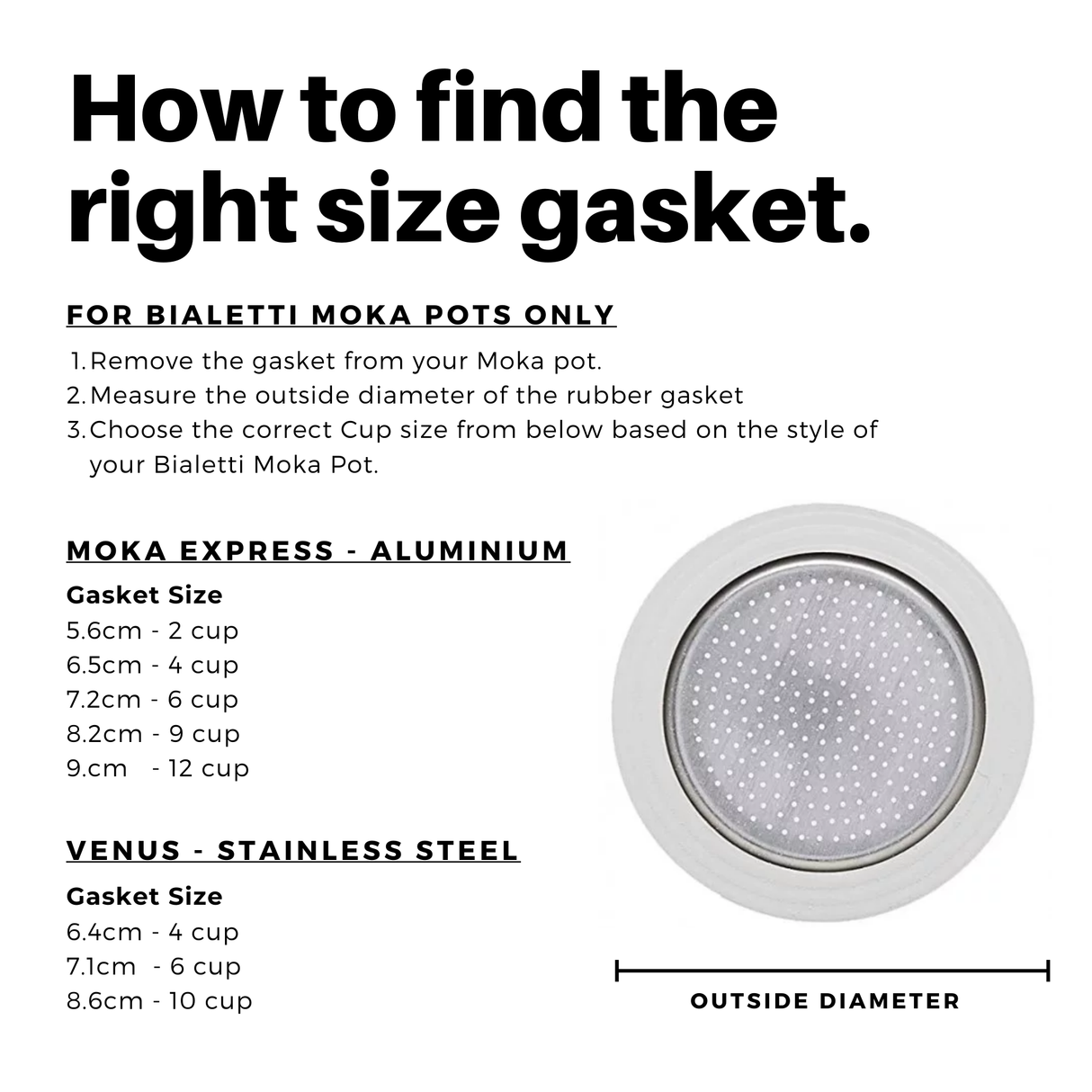 Bialetti Venus Replacement Gasket & Stainless Steel Filter